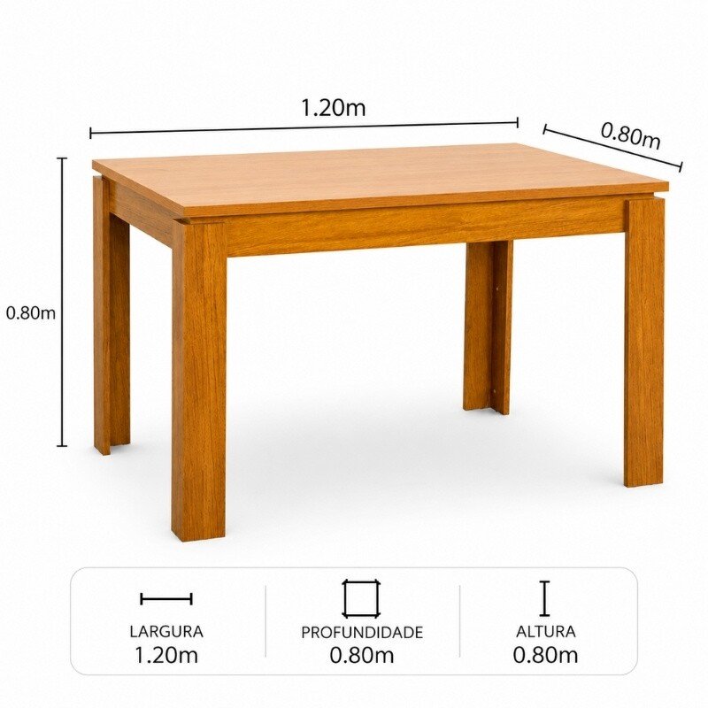 Mesa Athenas 120x80 Amêndoa Clean Tampo Maciço - Móveis Lopas + 4 Cad. Cantiga Boucle Bege Madeira Maciça - Bechara - Imagem 10