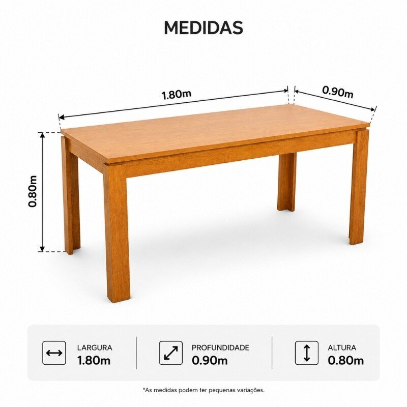 Mesa Athenas 180x90 Amêndoa Clean Tampo Maciço - Móveis Lopas - Imagem 3