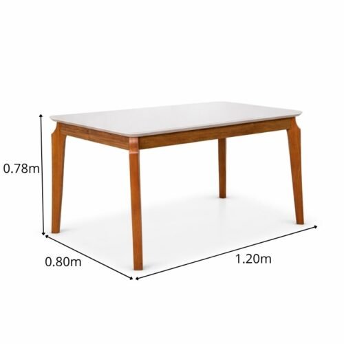 Alternative view of Mesa de Jantar Alegra Tampo Vidro Off 120×80 Madeira Maciça - JCM