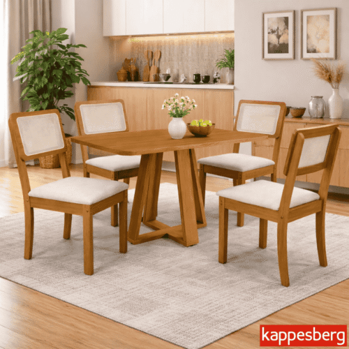 Alternative view of Mesa de Jantar BA65 Tampo MDF Madeirado 120X80 + 4 Cad. Gardeni Canela - Kappesberg