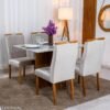 Mesa de Jantar Helo 120×90 Vidro Off/Base Freijó Poliman + 4 Cad. Lisboa Veludo Bege 512 Madeira - Art Assento