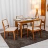 Mesa de Jantar Londrina 120x80 Cinamomo Rufato + 4 Cad. Dubai Linho Bege 629 Madeira - Art Assento