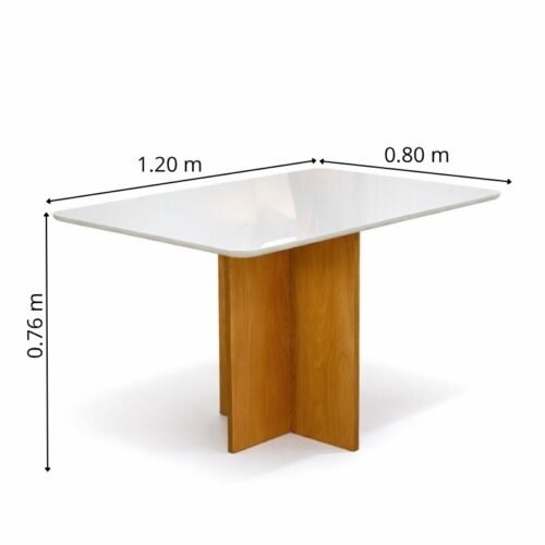 Alternative view of Mesa de Jantar Moscou 120x80 Vidro Off/Base Cinamomo - Minas Plac