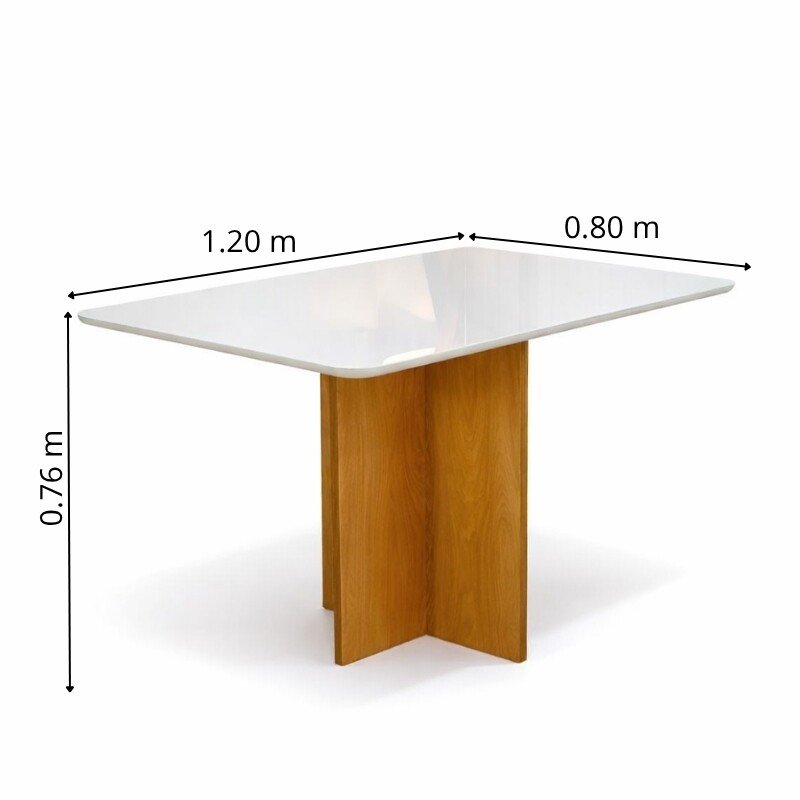 Mesa de Jantar Moscou 120x80 Vidro Off/Base Cinamomo - Minas Plac - Imagem 2