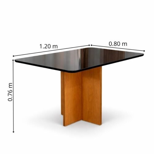 Alternative view of Mesa de Jantar Moscou 120x80 Vidro Preto/Base Cinamomo - Minas Plac
