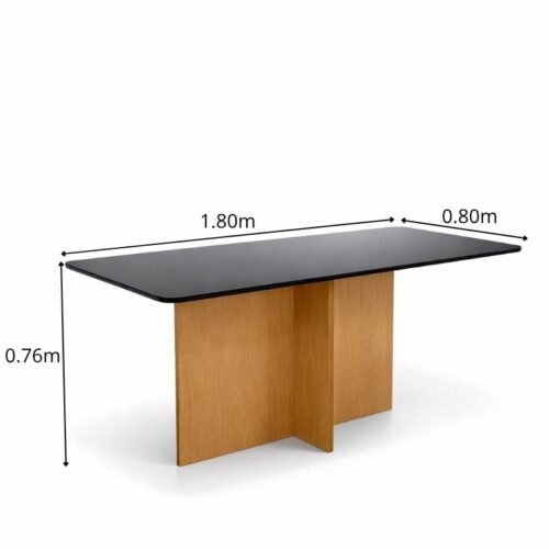 Alternative view of Mesa de Jantar Moscou 160x80 Vidro Preto/Base Cinamomo - Minas Plac