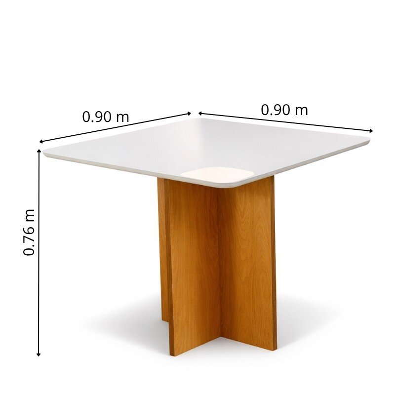 Mesa de Jantar Moscou 90x90 Vidro Off/Base Cinamomo + 4 Cad. Londres Veludo Avelã Madeira Minas Plac - Entregue Montada - Imagem 8