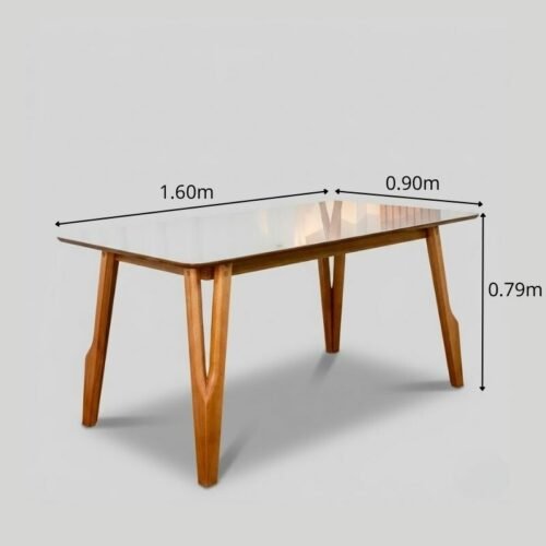 Alternative view of Mesa de Jantar Siena 160x90 Vidro Off/Base Madeira - Art Assento