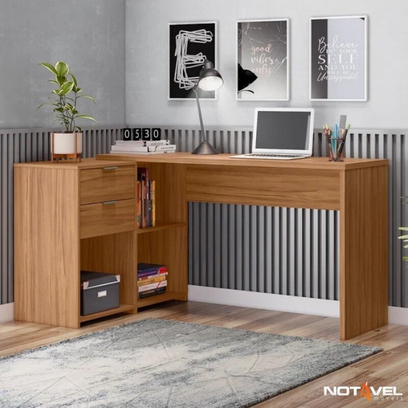 Mesa Office NT 2060 Larg. 2.00m Freijó 2 Gavetas Notável