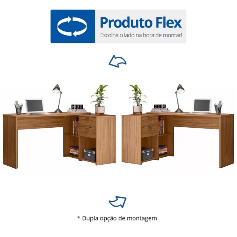 Mesa Office NT 2060 Larg. 2.00m Freijó 2 Gavetas Notável - Imagem 11