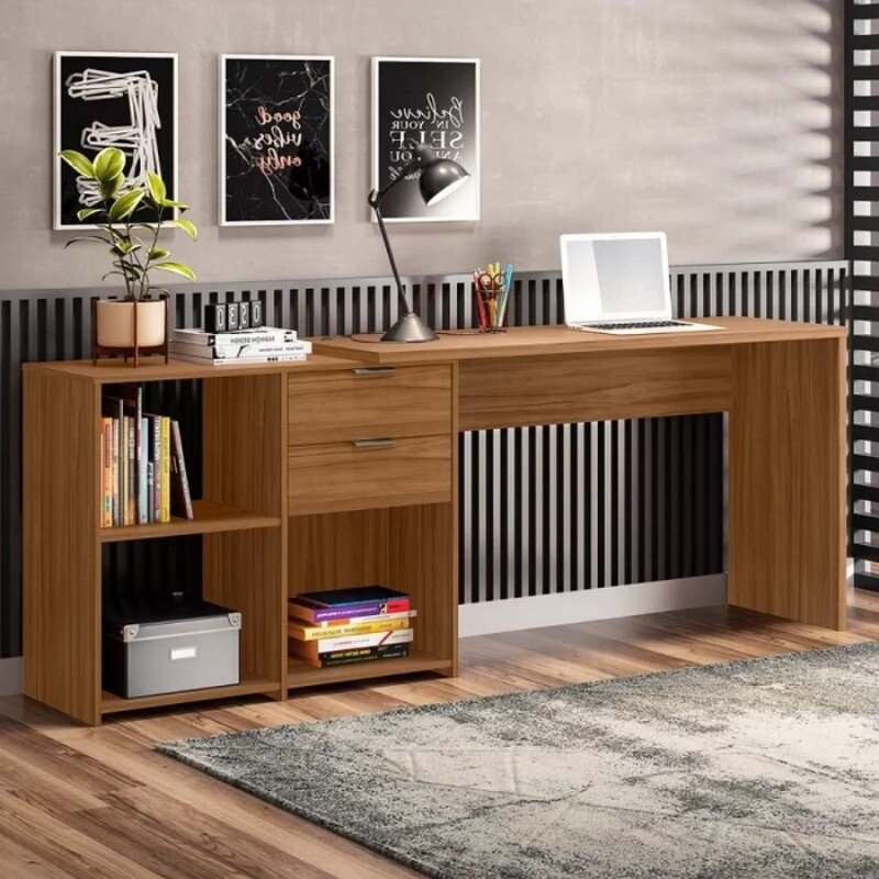 Mesa Office NT 2060 Larg. 2.00m Freijó 2 Gavetas Notável - Imagem 2