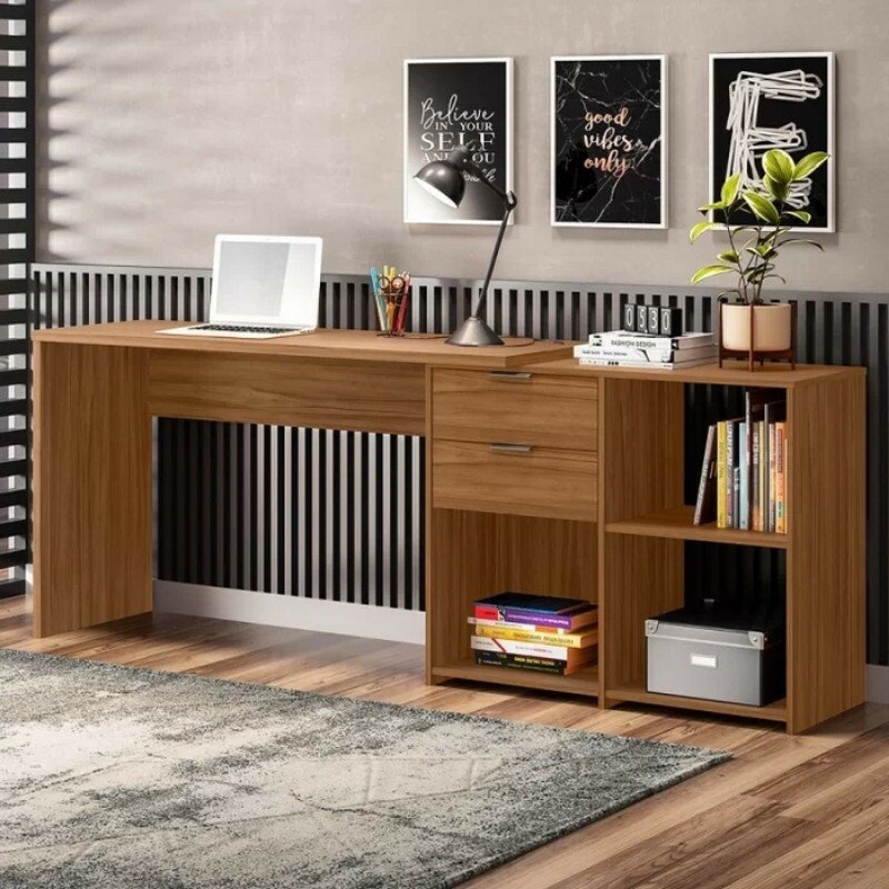 Mesa Office NT 2060 Larg. 2.00m Freijó 2 Gavetas Notável - Imagem 3