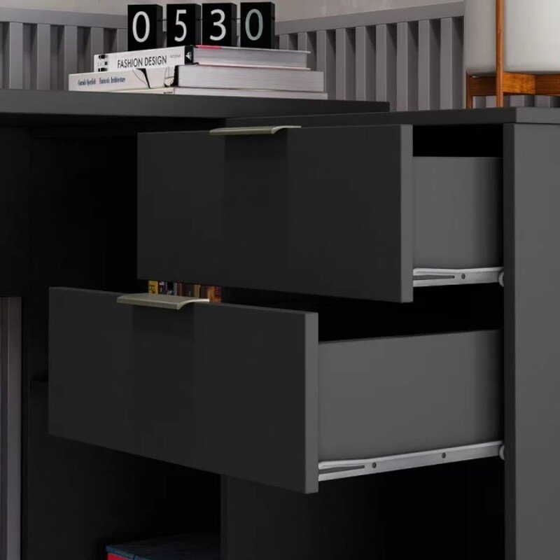 Mesa Office NT 2060 Larg. 2.00m Preto 2 Gavetas Notável - Imagem 6