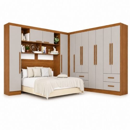 Alternative view of Modulado Apolo Premium + Modulado de Canto Fortaleza + Guarda-roupa Texas Premium 6 Portas Cinamomo/Off - Sallêto