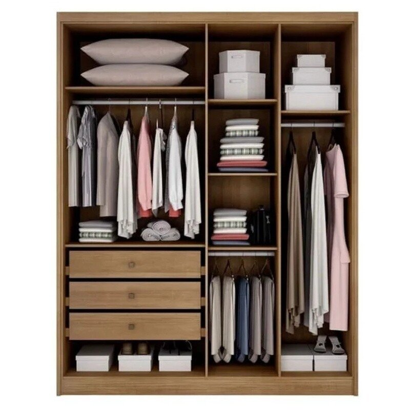 Modulado Queen Cumaru/Fendi Fosco 1 Guarda-Roupa Rizon New 4 Pts + 2 Criado Rizon + 1 Canto Oblíquo Rizon C/Porta de Vidro + 1 Aéreo 4 portas Rizon - Novo Horizonte - Imagem 4