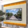 Painel Magnífico 220 Larg. 2.18m Nature/Off C/LED e Detalhe Ripado para TV até 85" - Gelius