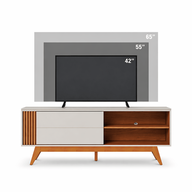 Rack Bancada Otawa Larg. 1.60m Off/Freijó para TV até 65" - Colibri - Imagem 3