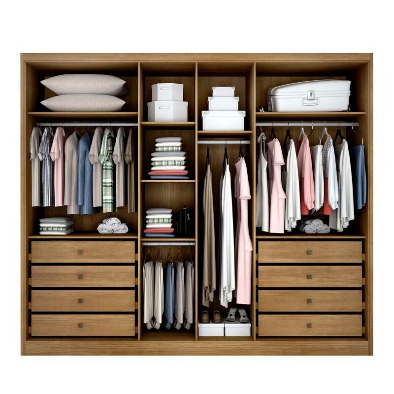 Guarda-roupa Casal Robust Plus Cumaru/Fendi Fosco 6 Portas 8 Gavetas 100% MDF Larg. 2.76m - Novo Horizonte - Imagem 2