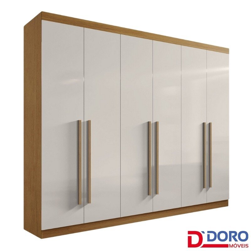 Guarda-roupa Da Vinci Plus 6 Portas Cinamomo/Off White Larg. 2.75m - D Doro