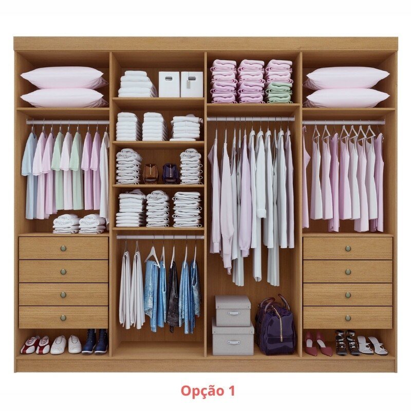 Guarda-roupa Daymond 8 Portas Castanho Larg. 2.75m - D Doro - Imagem 2