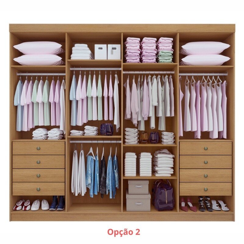 Guarda-roupa Daymond 8 Portas Castanho Larg. 2.75m - D Doro - Imagem 3