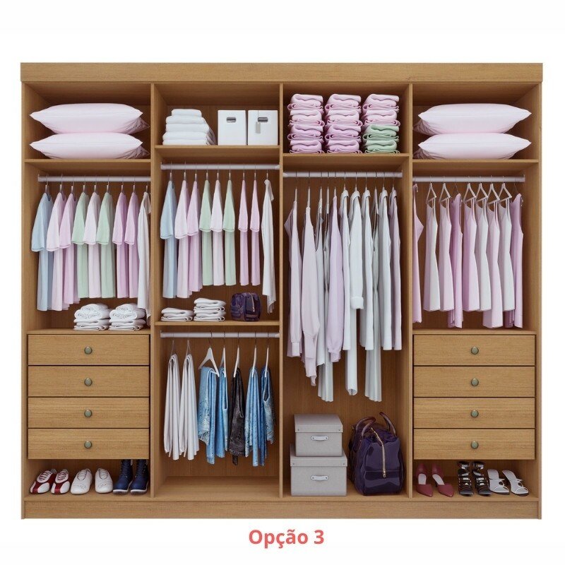 Guarda-roupa Daymond 8 Portas Castanho Larg. 2.75m - D Doro - Imagem 4