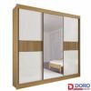 Guarda-roupa Casal Los Angeles Cinamomo/Off 3 Portas 6 Gavetas C/ 1 Espelho Detalhe Ripado Portas Flex 100% MDF Larg. 2.73m - D Doro