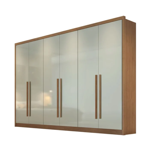 Guarda-roupa Casal Robust Plus Cumaru/Fendi Fosco 6 Portas 8 Gavetas 100% MDF Larg. 2.76m - Novo Horizonte