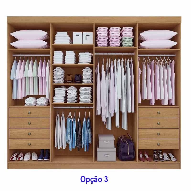 Guarda-roupa Casal Daymond 8 Portas Ripado MDF Cinamomo D Doro - Imagem 4