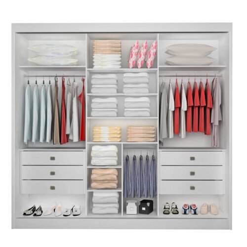 Alternative view of Guarda-roupa Los Angeles Branco C/ Detalhe Ripado 100% MDF Larg. 2.73m - D Doro