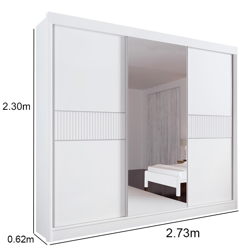 Guarda-roupa Los Angeles Branco C/ Detalhe Ripado 100% MDF Larg. 2.73m - D Doro - Imagem 3