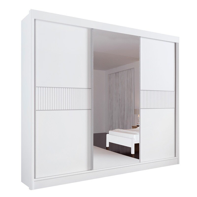 Guarda-roupa Los Angeles Branco C/ Detalhe Ripado 100% MDF Larg. 2.73m - D Doro - Imagem 4