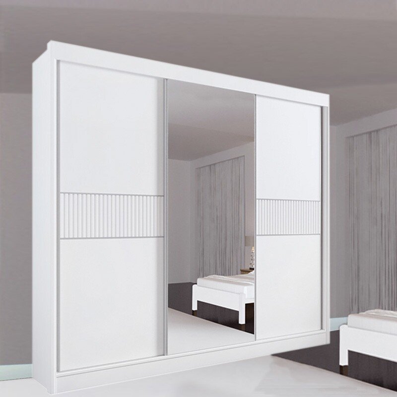 Guarda-roupa Los Angeles Branco C/ Detalhe Ripado 100% MDF Larg. 2.73m - D Doro