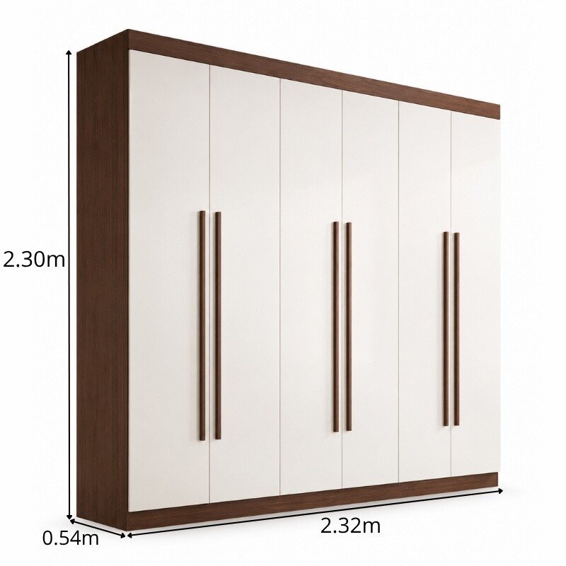 Guarda-roupa Monte Carlo 6 Portas Castanho/Off Larg. 2.32m - D Doro - Imagem 4