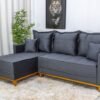 Sofá 3 Lug. Milão C/Chaise Lado Direito Veludo Cinza 814 Larg. 2.30m - Molas Ensacadas