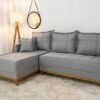 Sofá 3 Lug. Milão C/Chaise Lado Direito Linho Cinza 1008 Larg. 2.30m - Molas Ensacadas