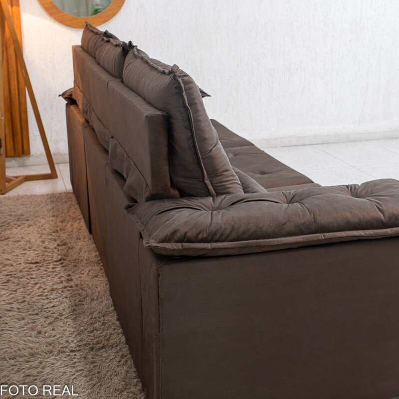 Sofá Retrátil Reclinável City 2.70m Veludo Marrom - Sem Caixa - Imagem 10