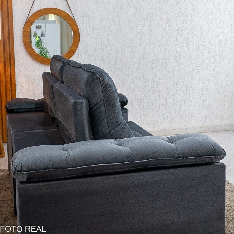 Sofá Retrátil Reclinável Gran Master 2.00m Veludo Cinza - D33 e Molas Ensacadas - Imagem 10