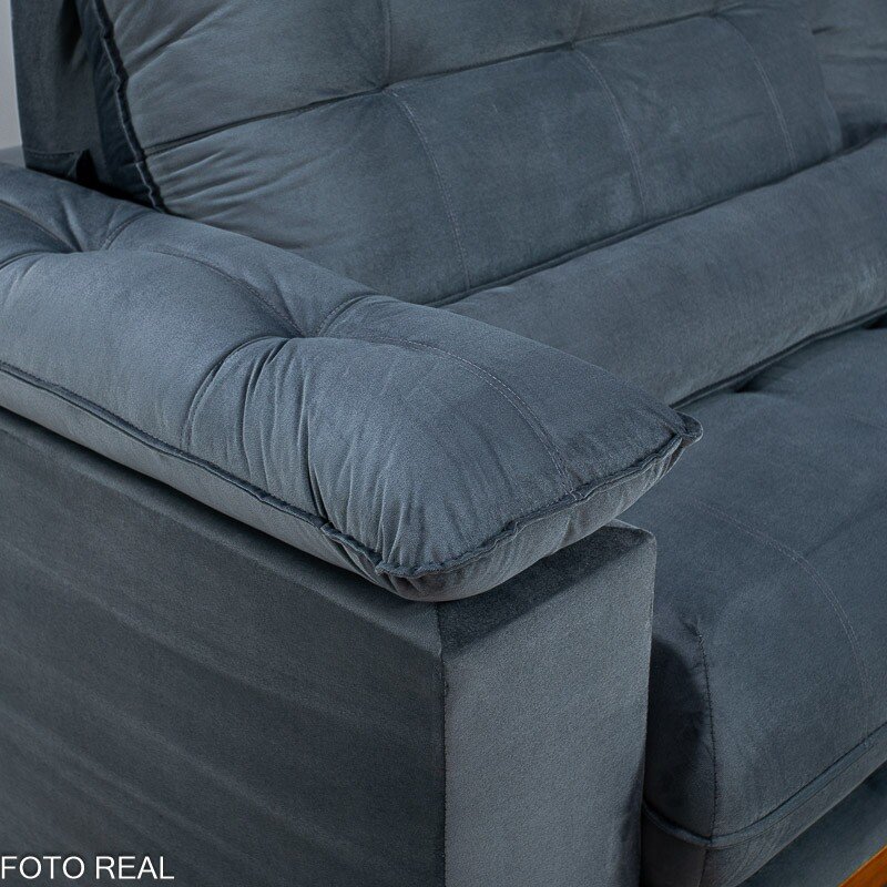 Sofá Retrátil Reclinável Gran Master 2.30m Veludo Cinza - D33 e Molas Ensacadas - Imagem 9
