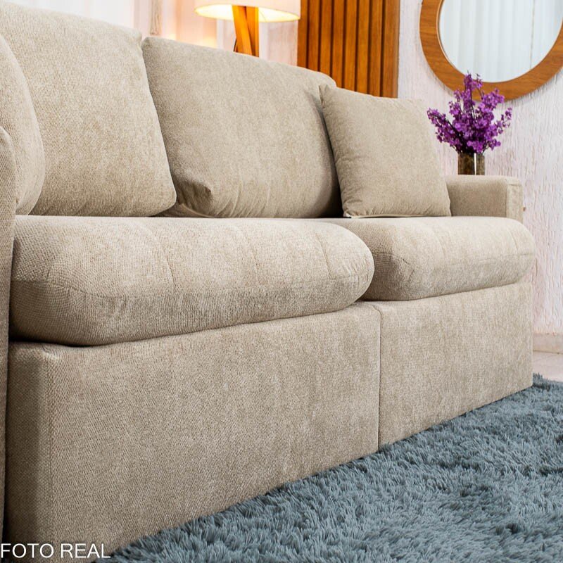 Sofá Retrátil Reclinável Guapé Larg. 2.27m Boucle Bege Escuro 431 - Imagem 14