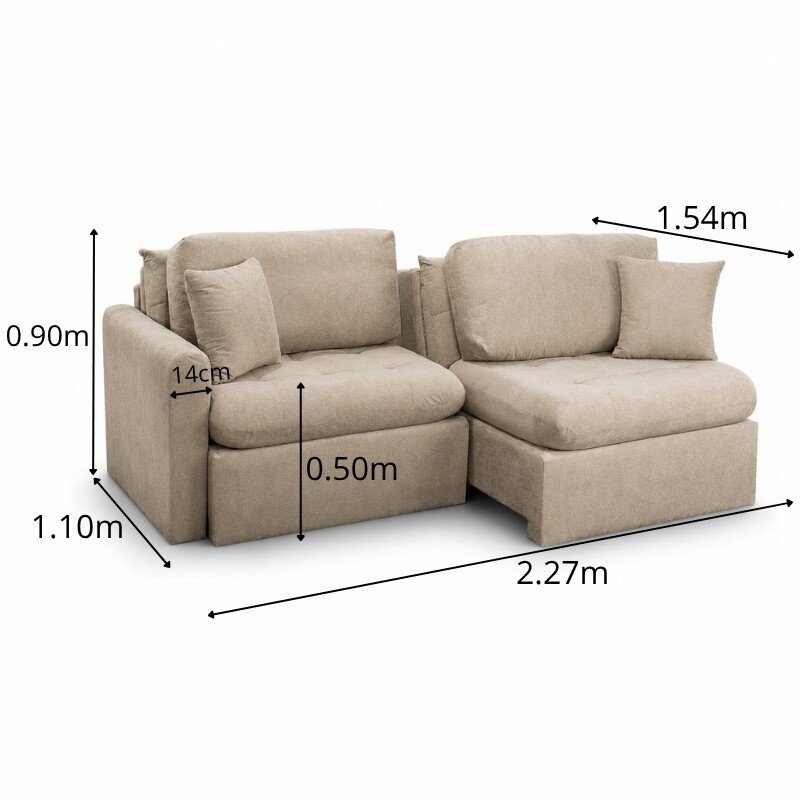 Sofá Retrátil Reclinável Guapé Larg. 2.27m Boucle Bege Escuro 431 - Imagem 2