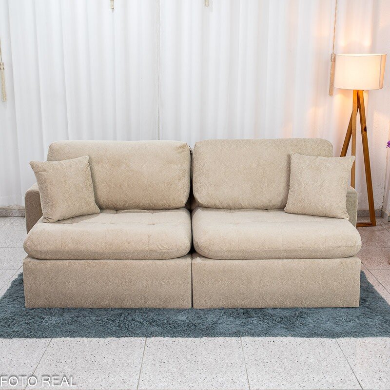 Sofá Retrátil Reclinável Guapé Larg. 2.27m Boucle Bege Escuro 431 - Imagem 6