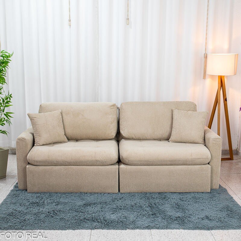 Sofá Retrátil Reclinável Guapé Larg. 2.27m Boucle Bege Escuro 431 - Imagem 7