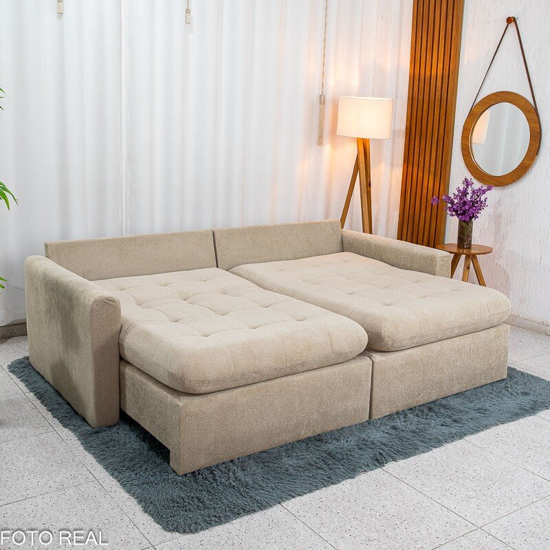 Sofá Retrátil Reclinável Guapé Larg. 2.27m Boucle Bege Escuro 431 - Imagem 8