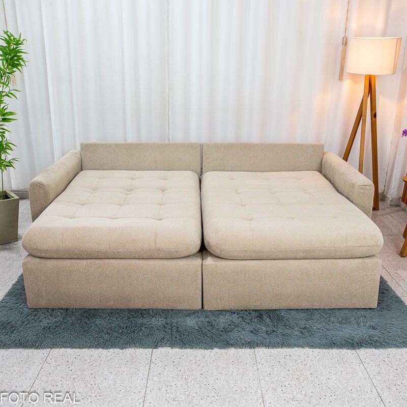 Sofá Retrátil Reclinável Guapé Larg. 2.27m Boucle Bege Escuro 431 - Imagem 9