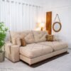 Sofá Retrátil Reclinável Malibu 2.90m Veludo Bege 827 - D33 e Molas Ensacadas