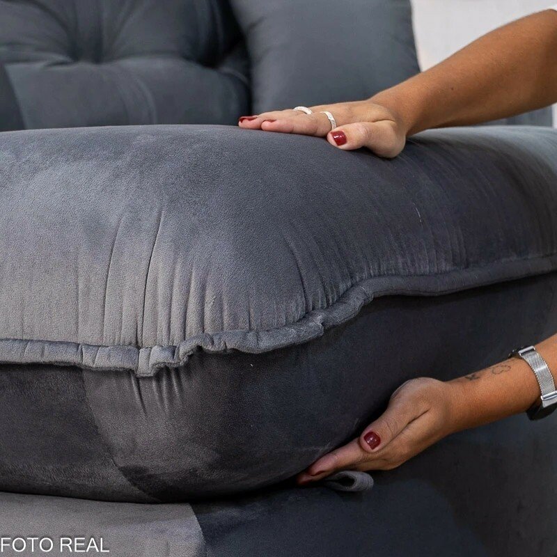 Sofá Retrátil Reclinável Ruah 2.90m Veludo Chumbo 4053 - Molas Ensacadas - Imagem 10