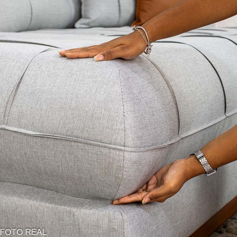 Sofá Retrátil Reclinável Verona 3.20m Linho Cinza Gelo 31 - Molas Ensacadas - Imagem 10