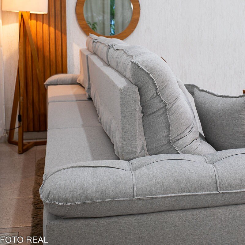 Sofá Retrátil Reclinável Verona 3.20m Linho Cinza Gelo 31 - Molas Ensacadas - Imagem 11