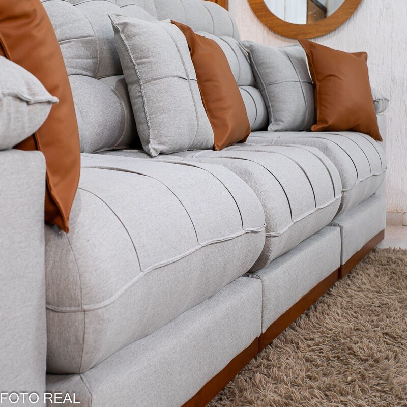 Sofá Retrátil Reclinável Verona 3.20m Linho Cinza Gelo 31 - Molas Ensacadas - Imagem 9